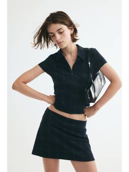 H&M - Women Blue Viscose-Blend Zip-Through Top
