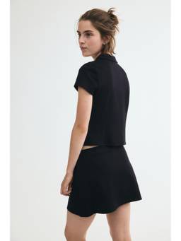 H&M - Women Black Viscose-Blend Mini Skort