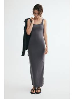 H&M - Women Grey Scoop-Neck Bodycon Dress