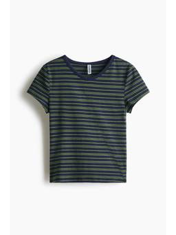 H&M - Women Blue V-Neckline Cotton T-Shirt