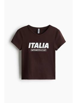 H&M - Women Brown V-Neckline Cotton T-Shirt