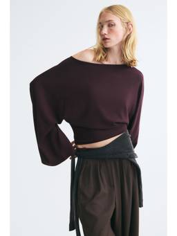 H&M - Women Purple Textured Boat-Neck Top