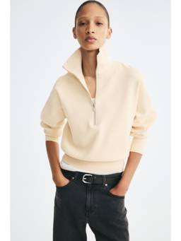 H&M - Women Yellow Fine-Knit Zip-Top Jumper
