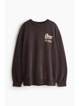 H&M - Women Brown Oversized Printed Sweatshirt