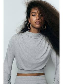 H&M - Women Grey Gathered Viscose Top