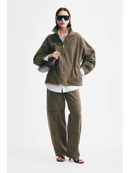 H&M - Women Green Oversized Cotton Denim Jacket