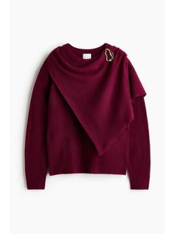 H&M - Women Maroon Scarf-Detail Jumper