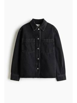 H&M - Women Black Cotton Denim Overshirt