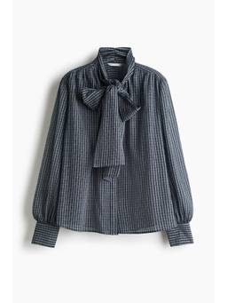 H&M - Women Blue Bow Collar Blouse