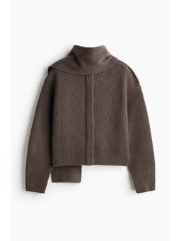 H&M - Women Brown Scarf-Detail Cardigan