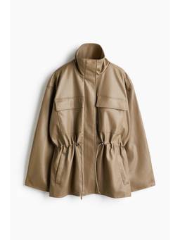 H&M - Women Beige Oversized Drawstring-Detail Jacket