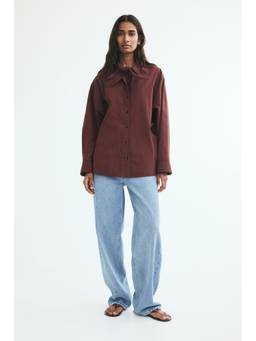 H&M - Women Red Bow-Collar Cotton Shirt