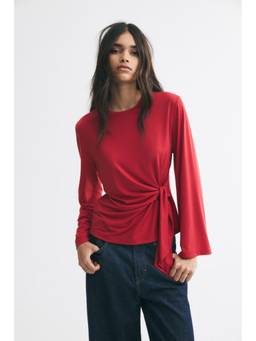 H&M - Women Red Tie-Detail Jersey Top