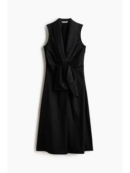 H&M - Women Black Tie-Detail Satin Twill Dress