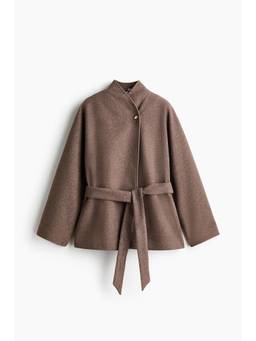 H&M - Women Brown Oversized Felted Coat