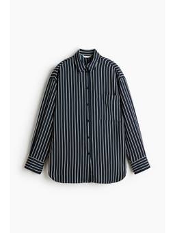H&M - Women Blue Loose-Fit Twill Shirt