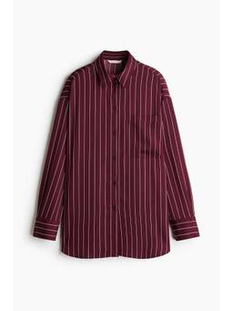 H&M - Women Red Loose-Fit Twill Shirt
