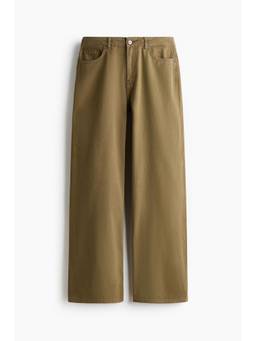 H&M - Women Green Baggy Cotton Twill Trousers