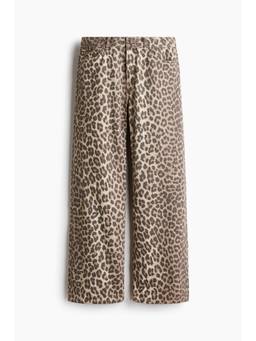 H&M - Women Beige Baggy Cotton Twill Trousers