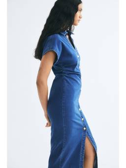 H&M - Women Blue Short-Sleeved Denim Dress