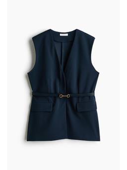 H&M - Women Blue Belted Jersey Waistcoat
