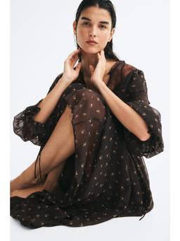 H&M - Women Black Lace-Detail Chiffon Dress