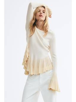 H&M - Women White Flounced Pointelle-Knit Top