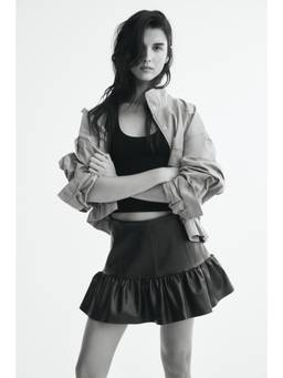 H&M - Women Brown Coated Tiered Skirt