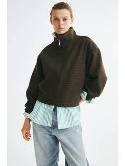 H&M - Women Multi-Color Stand-Collar Wool-Blend Jacket