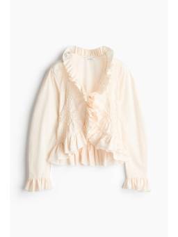 H&M - Women White Frill-Trimmed Cotton Blouse