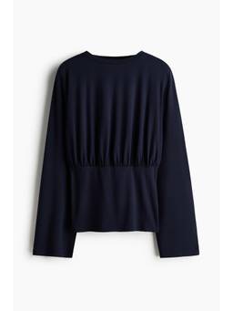H&M - Women Blue Long-Sleeved Gathered Top