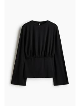 H&M - Women Black Long-Sleeved Gathered Top