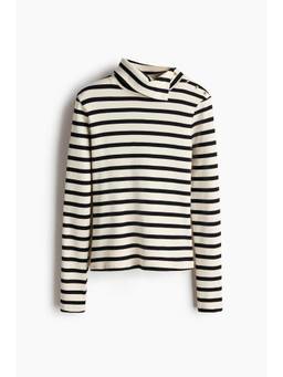 H&M - Women White Button-Detail Turtleneck Top