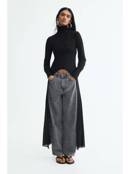 H&M - Women Black High-Low Turtleneck Top