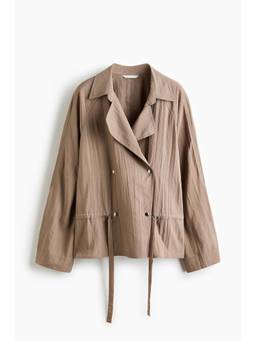 H&M - Women Beige Drawstring-Detail Viscose-Blend Jacket