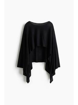 H&M - Women Black Knitted Boat-Neck Cape