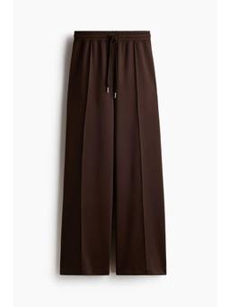 H&M - Women Brown Fine-Ribbed Drawstring Trousers