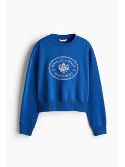 H&M - Women Blue Print-Motif Sweatshirt
