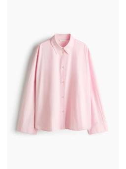 H&M - Women Pink Relaxed-Fit Cotton Shirt