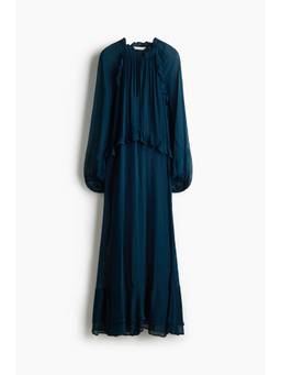 H&M - Women Turquoise Flounce-Trimmed Dress