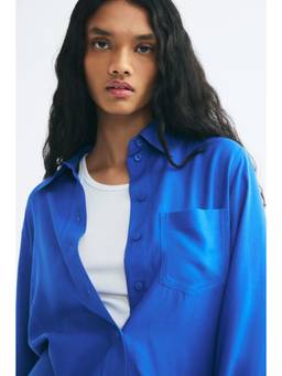 H&M - Women Blue Linen-Blend Shirt