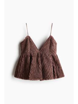 H&M - Women Brown Ruffled Strappy Top