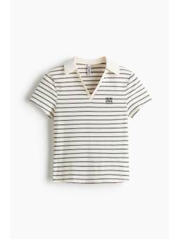 H&M - Women White Printed Polo Shirt