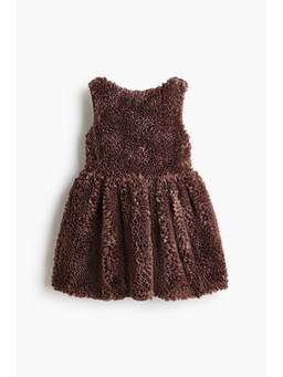 H&M - Women Brown Ruffle-Appliqued Dress