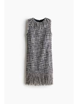 H&M - Women Black Fringed Boucle-Weave Dress
