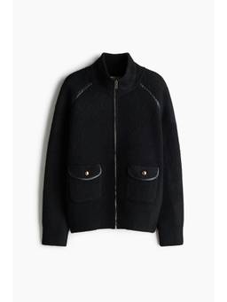 H&M - Women Black Oversized Zip Cardigan