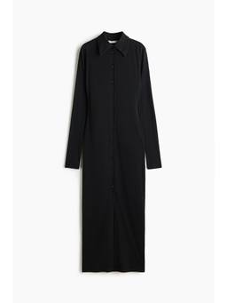 H&M - Women Black Fitted Long-Sleeved Jersey Dress