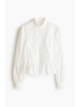 H&M - Women White Cotton Peplum Blouse