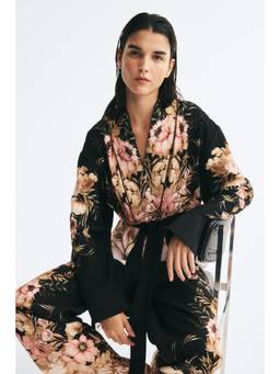 H&M - Women Black Viscose-Blend Tie-Belt Jacket