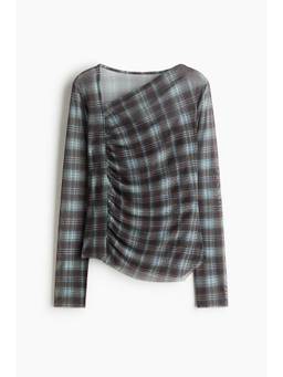 H&M - Women Brown Asymmetric Mesh Top